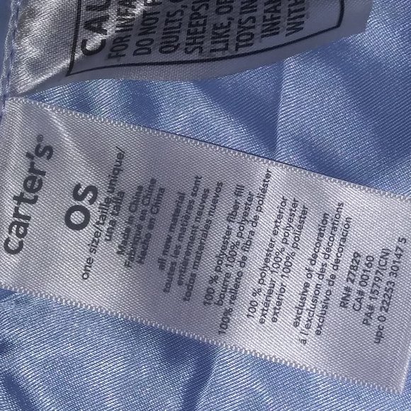 Carter's Elephant Plush Baby Toy Rattle Security Blanket Iced Blue Comfort Lovey - Picture 5 of 7